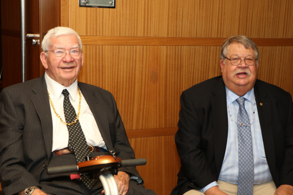 Robert H. Graebe with guest outside ballroom at 2018 Party to the Max Gala Robert H. Graebe with guest outside ballroom