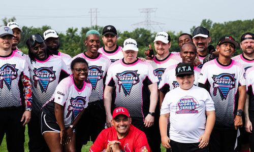 Some of the Gateway Archers with Benji Molina at 2024 BeepBall World Series