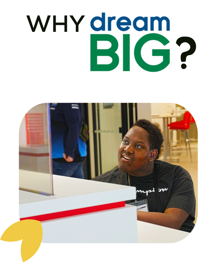 2025-camp-report-why-dream-big Why dream big? Student engages with display at Purina Institute.