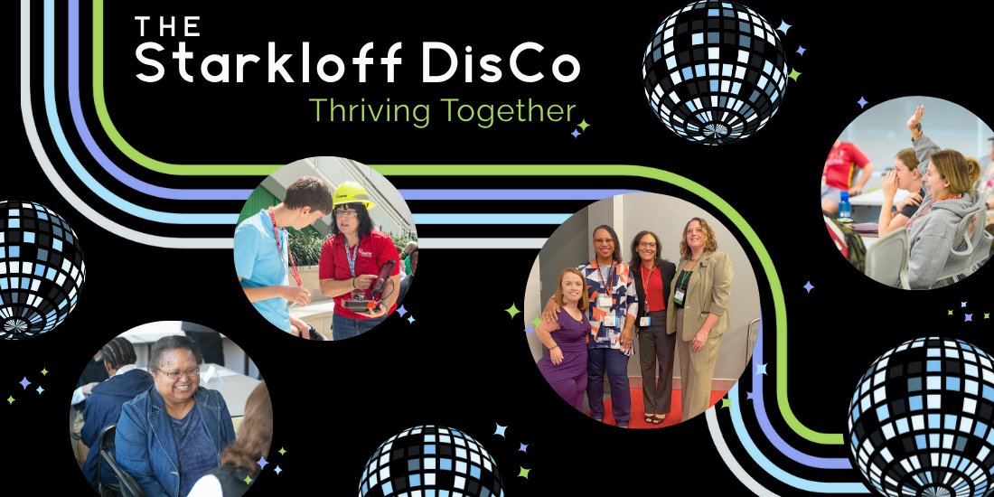 The Starkloff DisCo: Thriving Together. 24 Hours Only. October 28-29. Disco balls and photos from Starkloff’s programs.